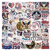  55 патриотических наклеек к 250-летию независимости, виниловые водонепроницаемые наклейки с американским флагом для бутылок с водой, украшения для ноутбуков ко Дню независимости 4 июля.