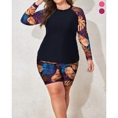 Χαμηλού Κόστους Rash Guards One Pieces-Γυναικεία Πρότυπο Προστατευτικά Σουίτες μπάνιου για μεγάλα μεγέθη Τανκίνι και μπικίνι για σέρφινγκ Τροπικό Προστασία UV Ελαστικό Μακρυμάνικο Μαγιό Μπολύζες Σέρφινγκ Καταδύσεις Κολύμβηση Καλοκαίρι