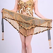 cheap Tops &amp; Sets-Samba Dancewear Silver Sequin Tassel Top &amp; Iridescent Skirt Belly Dance Setl Performance Costume