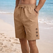 ieftine Vacanţă-Bărbați Pantaloni Scurți Pantaloni scurți din in Pantaloni scurți de vară Pantaloni scurți de plajă Cordon Talie elastică Simplu Confort Respirabil Lungimea genunchiului Zilnic În aer liber Concediu