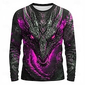 preiswerte T-Shirts mit Tiermuster-Herren Tiermotiv Lustig T Shirt Langarm T-Shirt 3D-Druck Rundhalsausschnitt Hemd Mode Basic Lässig Täglich Straße Blau Rote Purpur Sommer Frühling Bekleidung S M L XL XXL XXXL