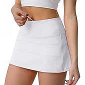 economico Gonne e Skorts da Donna-Per donna Tinta unita Gonna casual Gonna da tennis Gonne da tennis con pantaloncini Tasca Asciugatura Rapida Traspirante Corsa Fitness Yoga Gonna Gonna-pantaloncini Nero Bianco Rosa Abbigliamento da