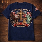 billige Herrekolleksjon-Patriotisk T-skjorte Grafisk T-skjorte Frihetsgudinnen Amerikansk flagg Frihetsklokken Retro / vintage Patriotisk T-skjorte 1776–2026 til Herre Voksne 3D-utskrift for Uavhengighetsdag 4. juli
