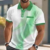 economico Polo geometrica da uomo-Per uomo Geometrico Polo Manica Corta Magliette polo Camicie con Colletto Business Casual All'aperto Athleisure Abbigliamento quotidiano Stampa 3D Bottoni Estate Primavera Blu Rosso Viola