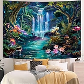 economico Arazzi da parete-Arazzo da parete con farfalle, estetica, foresta incantata, paesaggio misterioso luminoso, per camera da letto, soggiorno, dormitorio, arredamento per la casa