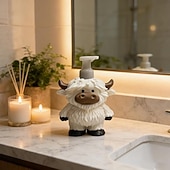 economico Dispenser sapone-dispenser di sapone a forma di mucca delle Highlands, adorabile bottiglia di sapone per le mani a forma di mucca delle Highlands &amp;Gel doccia, bottiglia con pompa ricaricabile a forma di mucca, stampa