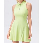 Недорогие Женское платье-Жен. Однотонный Теннисное платье Спортивное платье Без рукавов Застегнуться Влагоотводящие Дышащий Теннис Бег Фитнес Платья Черный Синий Лиловый Теннисная одежда