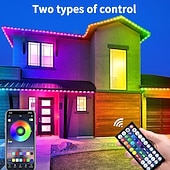 お買い得  スマートホームライト-恒久的な屋外ライト、アプリとリモコン付きの RGB スマート屋外軒先ライト、時間指定の音楽同期 IP67 防水 LED 軒先ライト、パーティー、ハロウィン、クリスマス、屋上、庭に最適