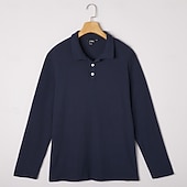 cheap Men's Classic Polo-Men's Rib Knit Top Textured Casual Street Lapel Long Sleeve Basic Modern Plain Buttons Spring Fall All Seasons Slim Fit White Gray Rib Knit Top