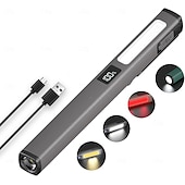 halpa Tasku-, kynä- yms. valot-Ladattavat kynätaskulamput työvalolla, kannettavat LED-taskulamput, kirkkaat taskulamput kotiin, autoon, hätätilanteisiin, C-tyypin laturilla, 6 valotilaa, LCD-näyttö