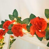 levne Řetězová světla baterie-Umělé květinové, zelené a vinné révy pohádkové řetězové světýlka 2m 20LED simulované růžové světýlka na svatbu, Valentýn, domov, balkon, zahradu, oblouky, sváteční, párty dekorace