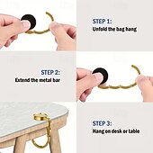 abordables Almacenamiento y organización-4 ganchos de metal plegables para bolsos, portátiles y antideslizantes, multifuncionales en tono dorado, adecuados para mesas, almacenamiento de billeteras, bolsos de mujer, ganchos para mochilas de