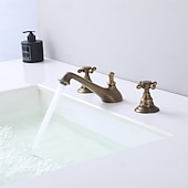 abordables Robinets de lavabo-Robinet de lavabo - Séparé Électroplaqué Diffusion large Deux poignées trois trousBath Taps