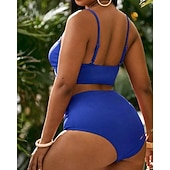 baratos Surfistas Tankinis &amp; Bikinis-Mulheres Padrão Tankinis e biquínis para surfe Roupa de banho 2 Peças Cor Sólida Sem costas Proteção UV Elástico Sem Manga Roupa de Banho Surfe Mergulho Natação Verão