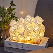 abordables Tiras de Luces LED-Guirnalda de luces rosas de 1,5 m y 10 LED con pilas para bodas, fiestas, hogar, terrazas, San Valentín, Día de la Madre, cumpleaños, luces decorativas.