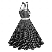 cheap Dresses-1950s Retro Vintage Rockabilly Midi Swing Dress Flare Dress Sleeveless Polka dots Fit &amp; Flare Swing Fancy Dress Women's Carnival Valentine's Day Masquerade Vacation Dailywear Bachelorette Party