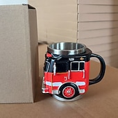 economico Tazze e tazzine-Tazza da pompiere, per i più coraggiosi, tazza da caffè artigianale con camion dei pompieri, tazza da caffè con pompiere, divertente tazza 3D con camion dei pompieri, stoviglie resistenti per bevande