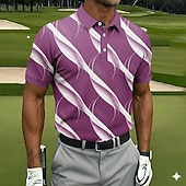 abordables Polo de golf para hombre-Hombre Geométrico Golf Camisetas polo deportivas Manga Corta Camisas de polo Camisas con cuello Casual Ropa Deportiva Botones Verano Azul Piscina Rosa Morado