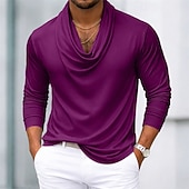 economico Camicie in raso da uomo-Per uomo Camicia Camicia in raso Camicia elegante Camicia con Bottoni Camicia da Ballo Sfumatura Casuale Matrimonio Nero Bianco Blu marino Viola Manica Lunga Collo di pile Tutte le stagioni