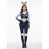 preiswerte Damenkostüme-Tierdetektiv Hase Die Polizistin Cosplay Kostüm Outfits Abenteuerfilm Cosplay Film- und TV-Themenkostüme for Damen Mädchen Erwachsene Kinder Halloween Karneval Leistung Pädagogisches Ankleiden