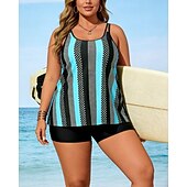 economico Surfing Tankinis &amp; Bikinis-Per donna Costume da bagno 2 pezzi Costumi da bagno A righe Ultra Leggero (UL) Controllo addominale Elastico Senza Maniche Costume da Bagno Surf Snorkeling Estate