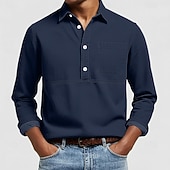 abordables Camisas Popover para Hombres-Hombre Camisa de manga corta Camisa Oxford Rosa Azul Marino Azul Oscuro Gris Azul claro Manga Larga A Rayas Cuello Americano Escuela Boda Bolsillo Ropa Neutral Moda Diario Casual