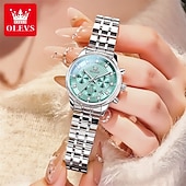 abordables Montres à quartz-Cadeau de la fête des mères OLEVS montre-bracelet pour femmes calendrier lumineux décontracté montre en acier inoxydable
