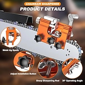 رخيصةأون أدوات قياس فيزيائية-أداة شحذ سلاسل المنشار، طقم أدوات شحذ شفرات المنشار اليدوي المحمول، يناسب جميع أنواع المناشير الكهربائية والسلسلة، مع 3 رؤوس شحذ