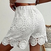 economico Pantaloncini corti-Per donna Shorts Pantaloncini Estivi Shorts da Spiaggia Vacanza Moda Casual Quotidiano Corto Misura del girovita medio Pizzo Elastico in vita Comodità Morbido Traspirante Inelastico Abbigliamento