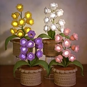 cheap Down to $30-Crochet Lily Flower in Pot Lamp, Lily of the Valley Light, Handmade Flower Gift, DIY Gift Card, Home Decor, Birthday Mother Day Gift