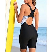 halpa One Pieces Rash Guards-Naisten Ihottumissuoja Uimapuku One Pieces Värien estäminen UV suoja Elastinen Hihaton Uima-asut Uimapuku Lainelautailu Sukellus Uinti Kesä
