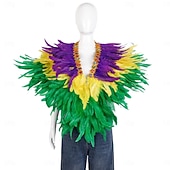 billiga Tillbehör-Karneval 2026 Rio Karneval Samba Tillbehör Kvinnors Mardi Gras Fjäder Cape Själ Lila Grön Guld Fjäder Poncho med Juvelkrage Brasilien Festival Prestandakostym