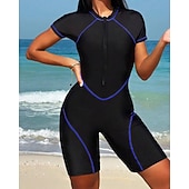 halpa One Pieces Rash Guards-Naisten Vakio Ihottumissuoja One Pieces -ihottumasuojat Uimapuku Värien estäminen Sulkea jnk vetoketju UV suoja Elastinen Lyhythihainen Uima-asut Kokopuku Lainelautailu Sukellus Uinti Kesä