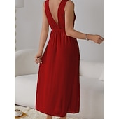 Χαμηλού Κόστους Γυναικεία Νυχτικά &amp; Sleepshirts-Γυναικεία Νυχτικιά Καθημερινό Ανατομικό Μονόχρωμες Δαντέλα Καθημερινά Σπίτι Αμάνικο Λαιμόκοψη V Μαύρο Λευκό Κρασί Βαθυγάλαζο Πράσινο του τριφυλλιού Καλοκαίρι Άνοιξη Κανονικό