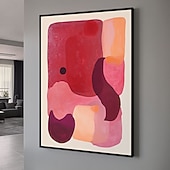 cheap Abstract Paintings-Minimalist Bold Color Field Painting Abstract Red and Pink Poster Modern Contemporary Painting Statement Decor Vibrant Dopamine Decor
