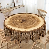 abordables Manteles-Mantel vintage con temática de troncos y patrón de vetas de madera, estilo rústico, para mesa de comedor, decoración de casa de campo para cocina o sala de estar