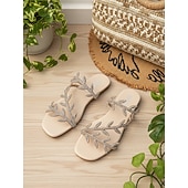 abordables Femmes-Sandales plates scintillantes à strass pour femmes, brides croisées avec anneaux d'orteils, chaussures élégantes et antidérapantes pour des vacances élégantes à la plage.