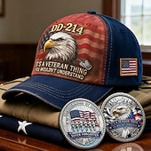 abordables 250e Anniversaire des États-Unis-Casquette de baseball brodée pour vétéran (DD-214) avec 2 pièces commémoratives – motif aigle patriotique, broderie « C'est un truc de vétéran », coffret de pièces de la Fraternité d'honneur, cadeau