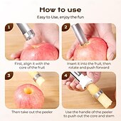 economico Utensili frutta e verdura-Strumento 2 in 1 per togliere il torsolo e pelare le mele, levatorsoli per peperoni rossi in acciaio inossidabile, levatorsoli multiuso per la cucina di casa, utensili da cucina per frutta e verdura