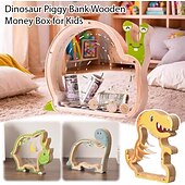 voordelige Reistassen &amp; handbagage-Houten spaarpot in de vorm van een dinosaurus voor jongens, transparante spaarpot met acrylvenster, creatieve spaarpot, cadeau spaarpot, nieuwjaars-, verjaardags- of doopcadeau voor peuters en meisjes