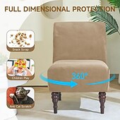 cheap Futon Sofa Cover-Velvet Armless Accent Chair Cover, Soft Stretch Accent Chair Slipcovers Without Arms Removable Armless Chair Furniture Protector Covers for Living Room/Dining Room/Hotel