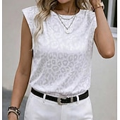  نسائي بقعة تي شيرت بلايز لون الصلبة الرسم جلد نمر أنيق كم قصير كاب رقبة عالية مدورة قمصان عادية مناسب للبس اليومي مناسب للخارج أسود أبيض وردي بلاشيهغ أزرق البحرية الصيف الربيع