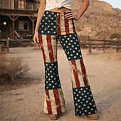  250-jähriges Jubiläum USA Retro Vintage 1970er Hose Schlaghosen Hippie Disco Hohe Taille Kostüm Damen Maskerade 4. Juli Party Unabhängigkeitstag Erwachsene Hose