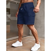 cheap Holiday-Men's Tactical Cargo Cargo Shorts Shorts Casual Shorts Pocket Elastic Waist Plain Comfort Above Knee Casual Outdoor Streetwear Fashion Streetwear Wine Navy Blue Stretchy