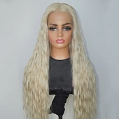 cheap Human Hair Lace Front Wigs-Brazilian Hair 100% Virgin Human Hair 13x4 Lace Front Human Hair Wig Curly Water Wave Ash Blonde Wig with Baby Hair Natural Hairline 5x5 Closure Glueless Pre-Plucked For Women