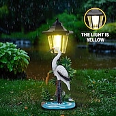baratos Luzes de paisagem-1 flamingo solar à prova d'água para uso externo &amp;Luminária de resina em forma de guindaste, decoração para jardim, quintal, gramado e caminho, estátua de animal solar para iluminação paisagística,