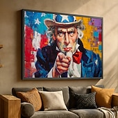  Art mural en toile patriote Uncle Sam peinture colorée de drapeau américain décoration doigt pointant toile moderne Americana