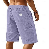 cheap Casual Shorts-Men's Shorts Summer Shorts Casual Shorts Corduroy Shorts Pocket Elastic Waist Plain Comfort Breathable Knee Length Daily Outdoor Streetwear Vacation Fashion Blue Black Micro-elastic