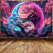 halpa Seinäverhot-esteettinen itämainen seinätaidekuvakudos perinteinen kiinalainen mustemaisema punainen luumukukka pagodi vuori sumu seesteinen zen-sisustus meditaatioon joogastudio