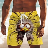 preiswerte Tiere &amp; Vögel-Herren Cartoon Küken Frizzle Chickens Badehosen Badeshorts Boardshorts Mittlere Taille Hawaiianisch Lustig Strandurlaub Seitentaschen Netzfutter Elastischer Kordelzug in der Taille Designer Bekleidung